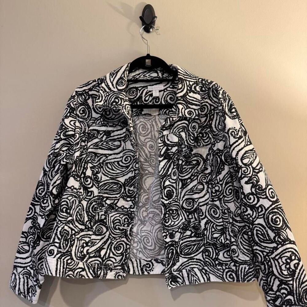 Charter Club Women's Black and White Jacket Size XL
